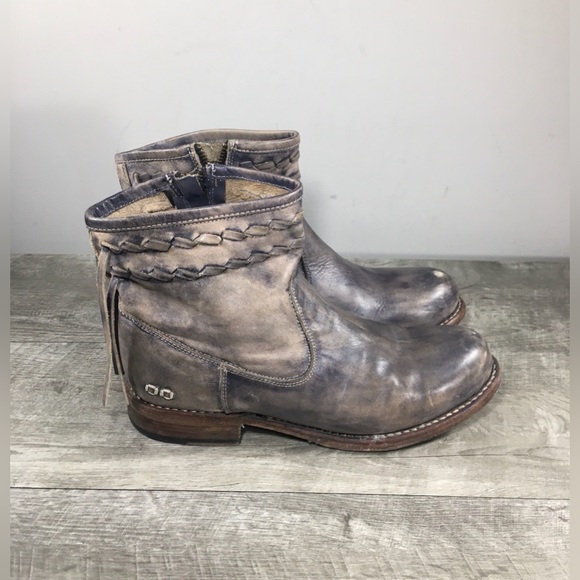 Bed Stu Craven Distressed Gray Leather Ankle Dip Dye Women’s Riding Boots Size 7
